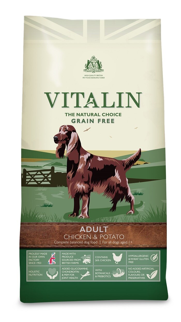 Vitalin Natural Chicken & Potato Grain Free Adult Dry Dog Food - 2kg